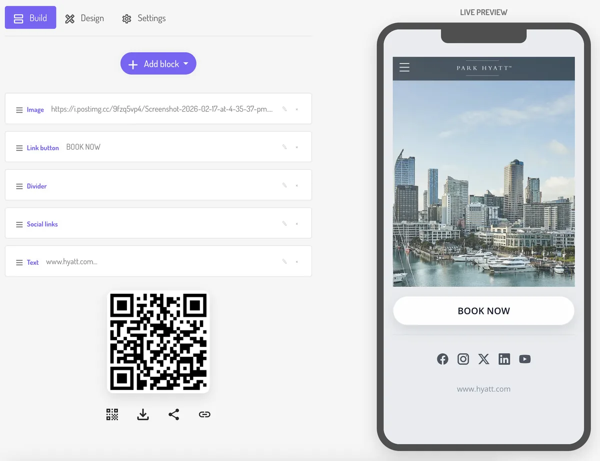 Custom landing pages preview